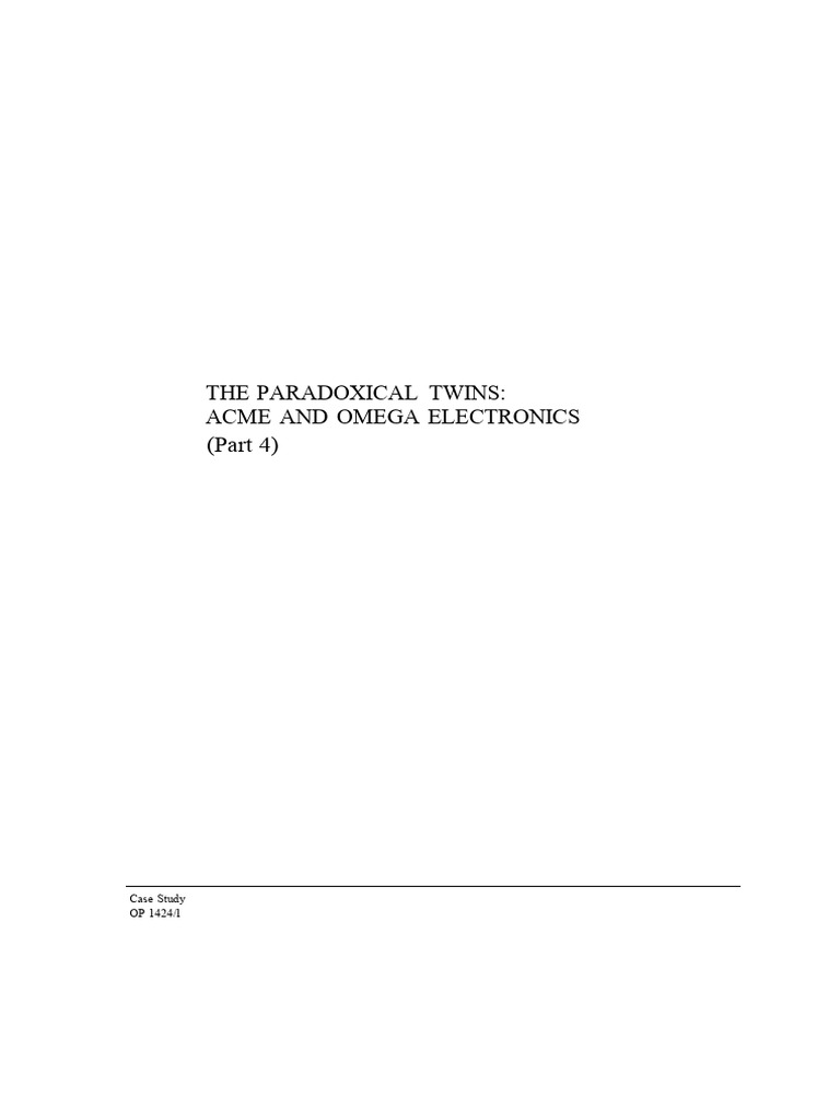 Acme vs. Omega Electronics Case Study | PDF