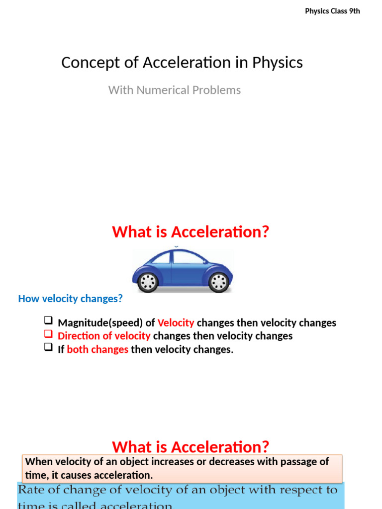 Concept of Acceleration | PDF