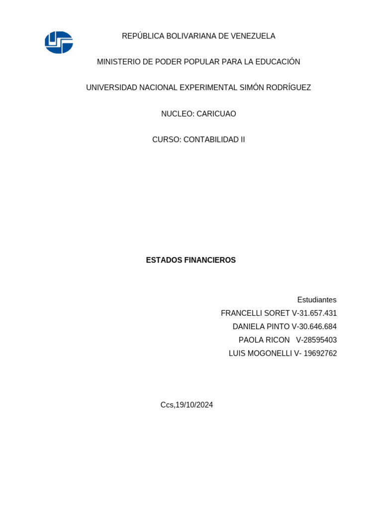 Contabilidad de Los ESTADOS - FINANCIEROS | PDF | Estado financiero ...