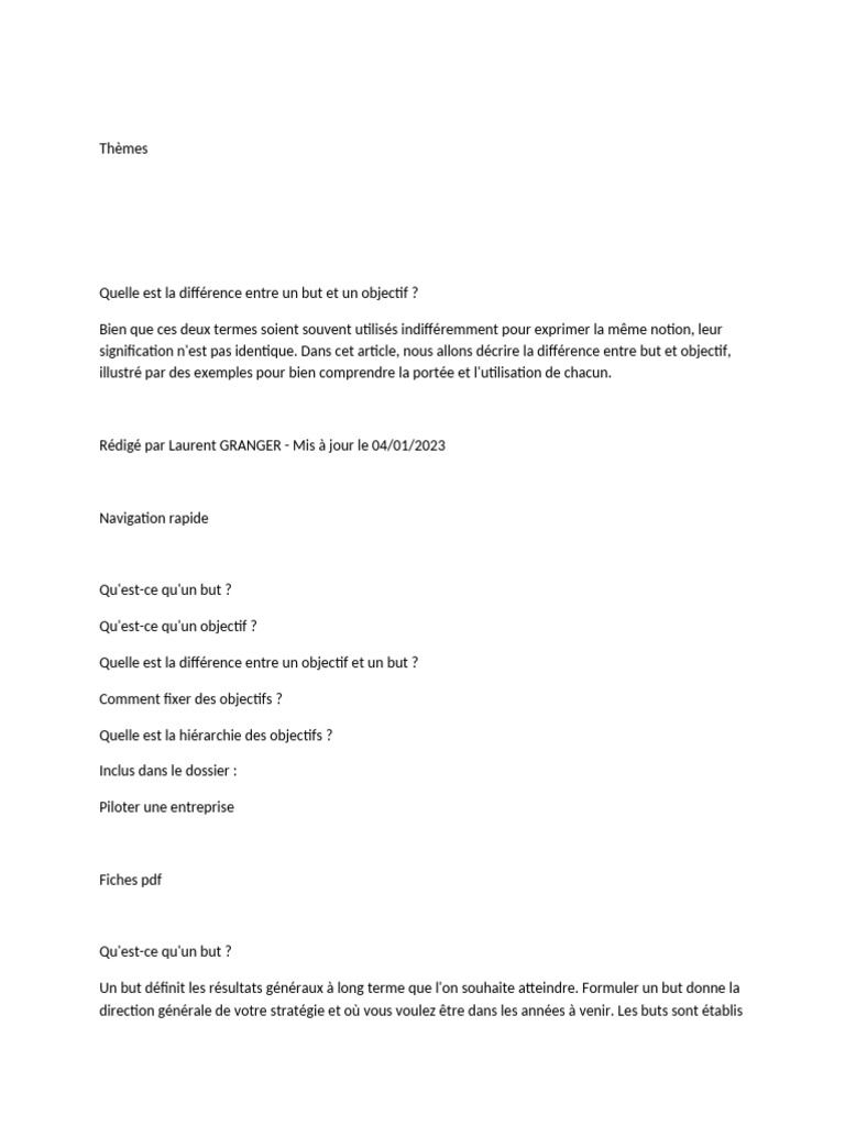 Différence entre but et objectif | PDF | Business | Commercialisation
