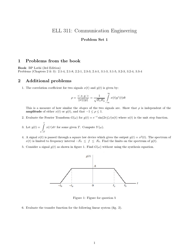 ELL 311 Communication Engineering Problems | PDF | Spectral Density ...