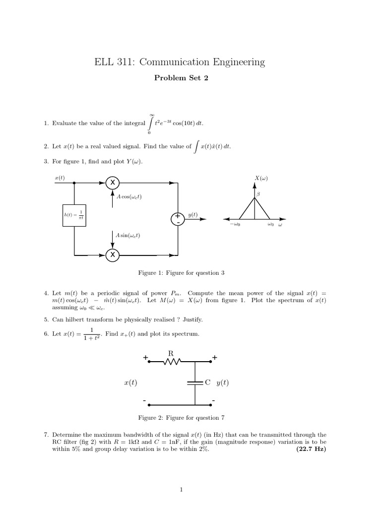 Problem Set 2 | PDF | Bandwidth (Signal Processing) | Computer Engineering