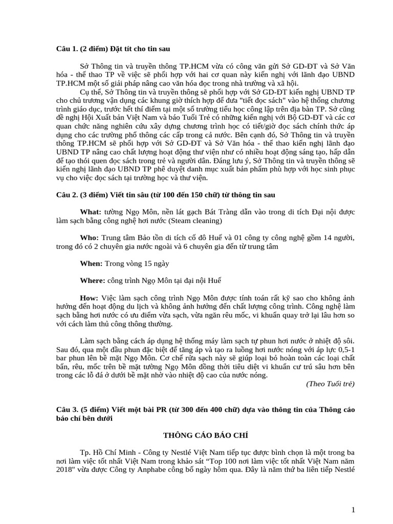 Bi Đề Số 1 | PDF