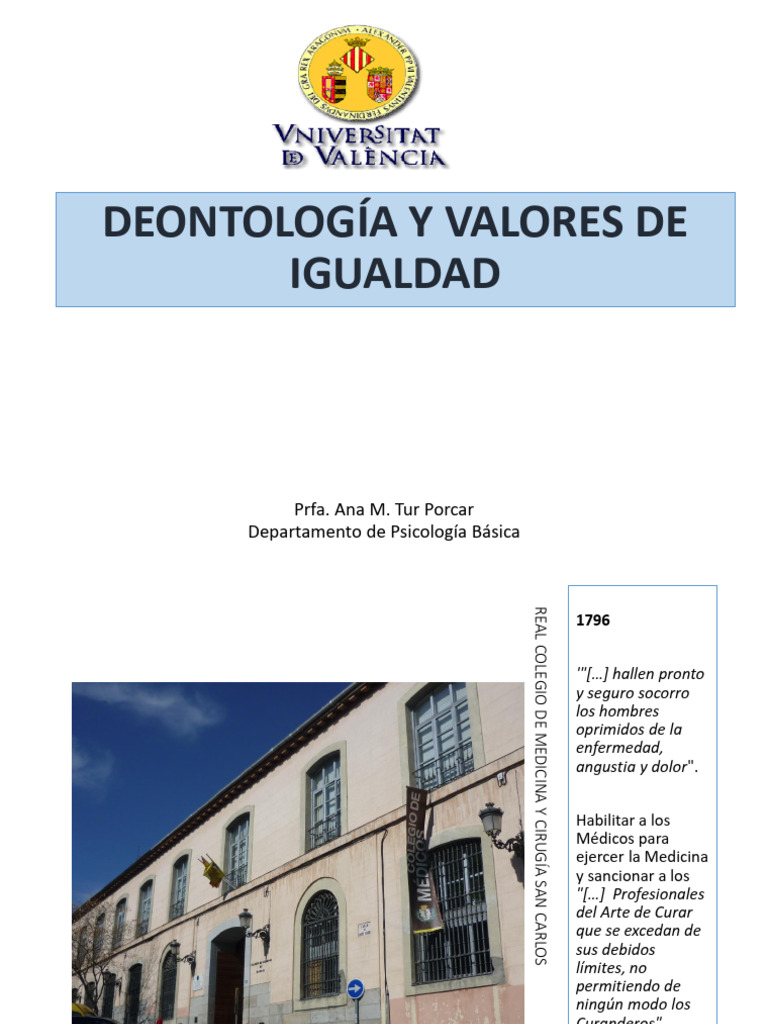 Deontología Y Valores de Igualdad | PDF | Sicología | Bioética