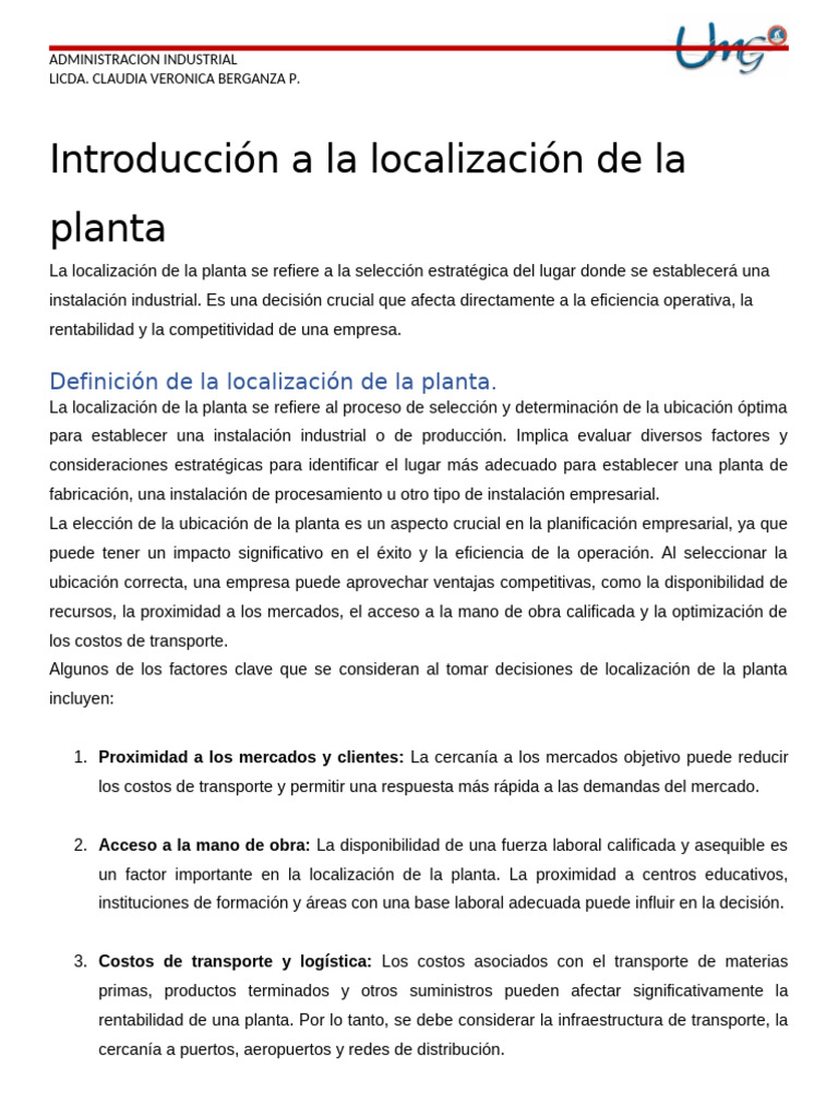 Tema+3+Localizacion+de+La+Planta | PDF | Logística | Business