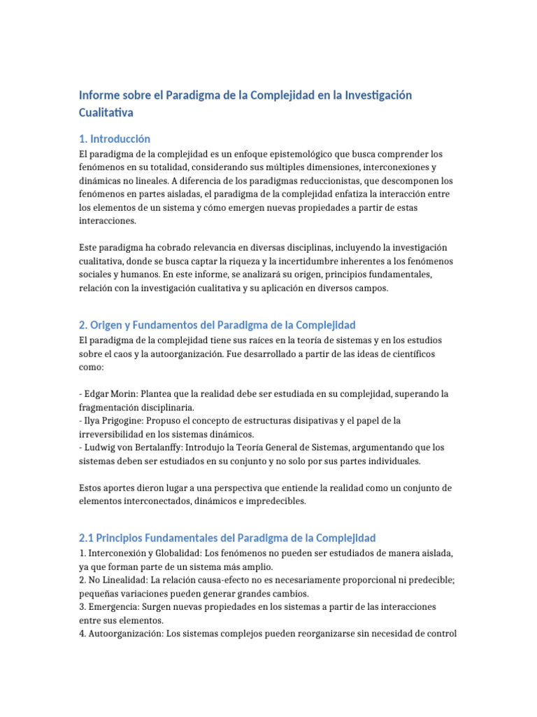 Paradigma de la Complejidad en Investigación | PDF | Complejidad ...