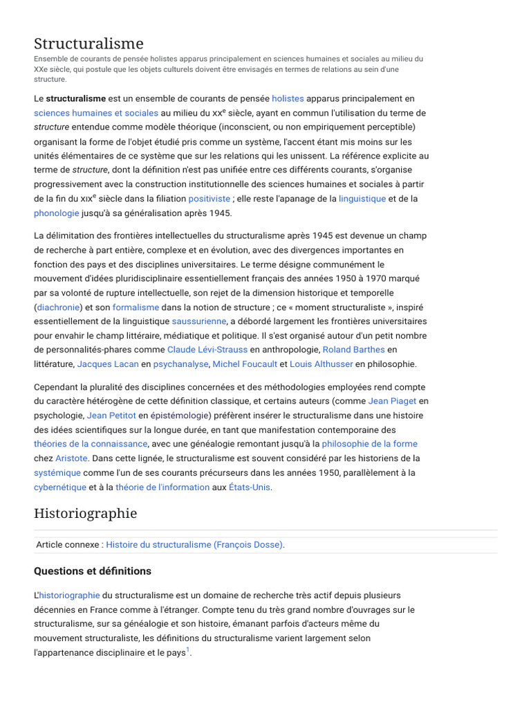 Histoire et enjeux du structuralisme | PDF | Enseignement des Arts libéraux