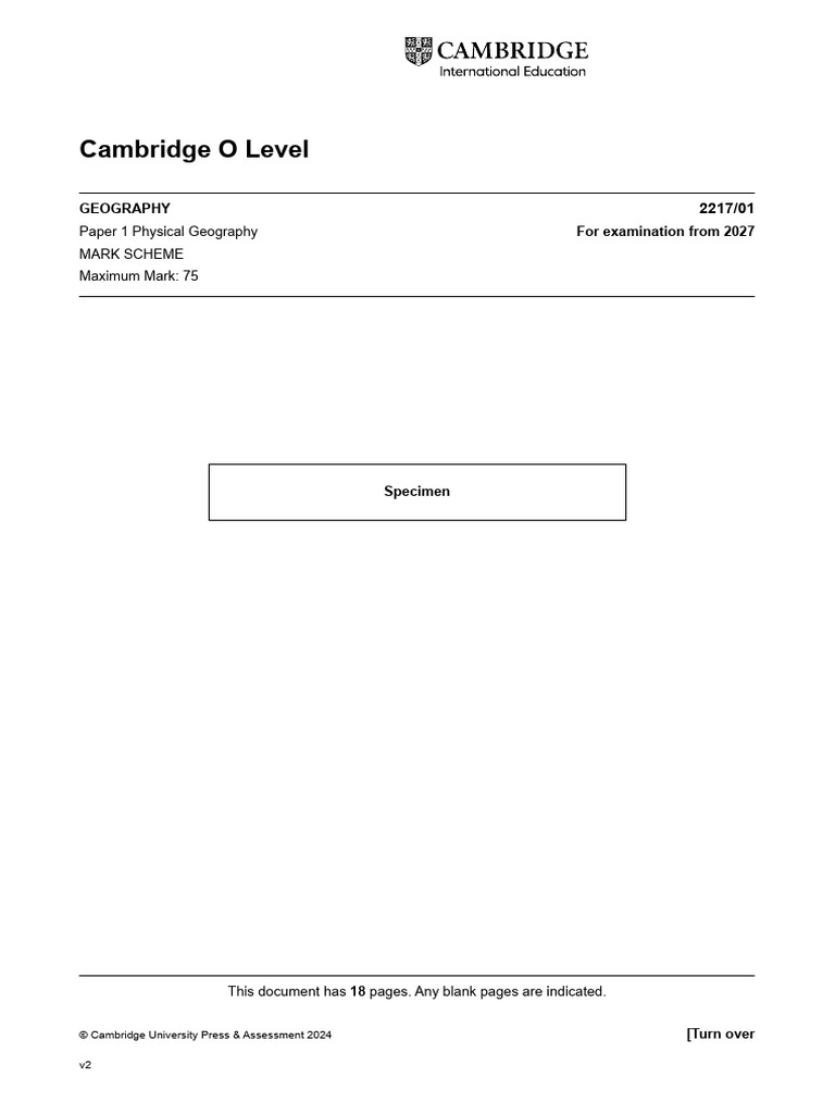 Cambridge O Level Geography Mark Scheme 2027 | PDF | Climate Change ...
