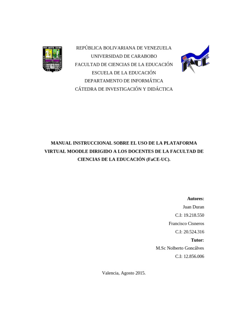 Manual Moodle Instruccional Sobre El Uso de La Plataforma | PDF ...