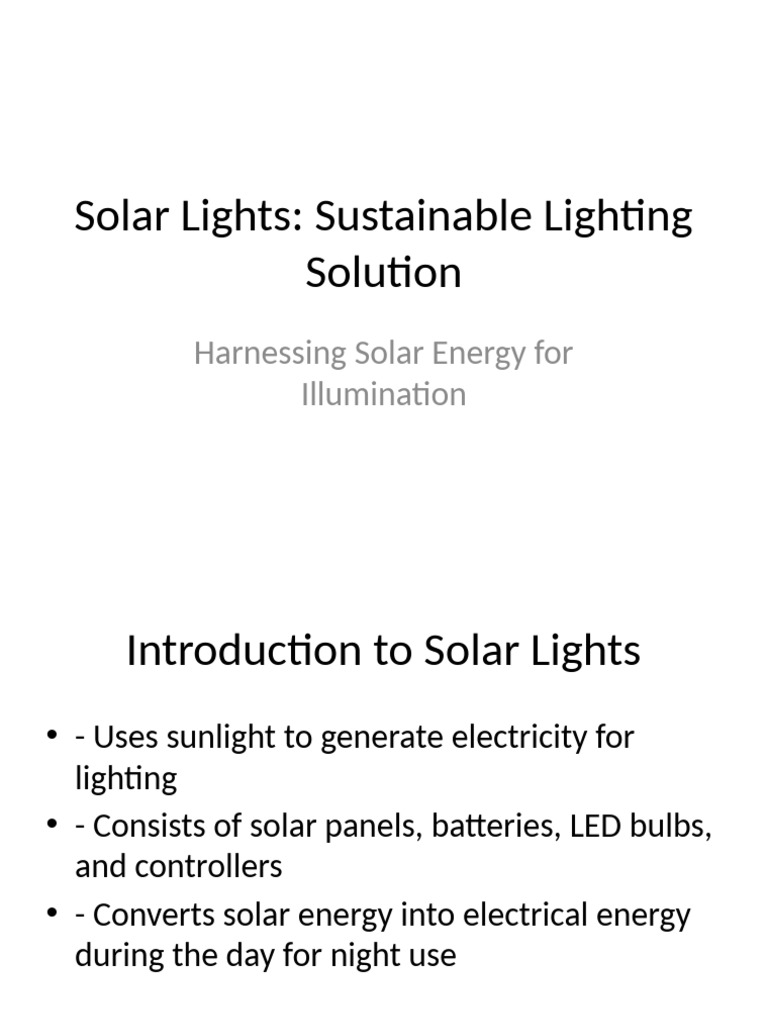 Solar Lights: Eco-Friendly Illumination Solutions | PDF