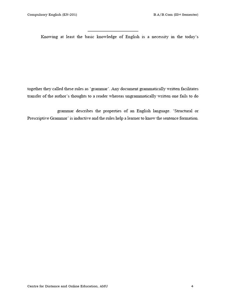 Compulsory English Sentence Structure | PDF | Subject (Grammar ...