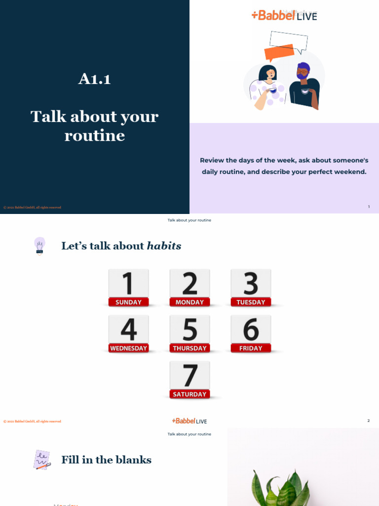 ENG - A1!1!28 Talk About Your Routine | PDF | Workweek And Weekend | Syntax