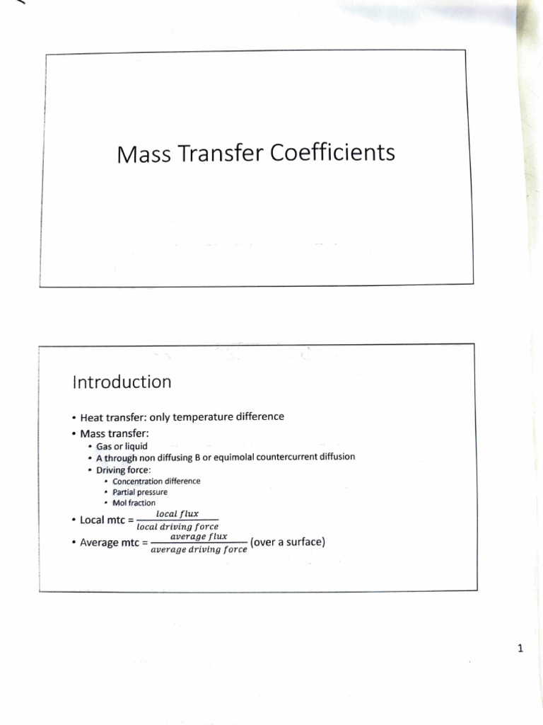 Mass Transfer Coefficients Explained | PDF | Diffusion | Physical Phenomena