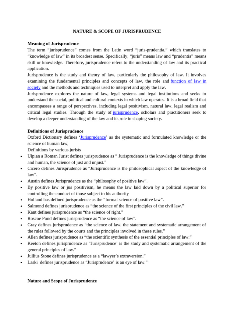 Nature and Scope of Jurisprudence | PDF | Jurisprudence | Theory