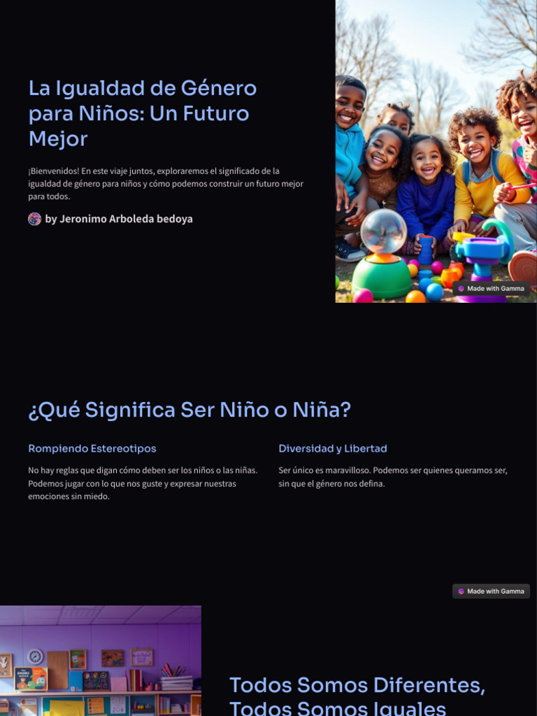 La Igualdad de Genero para Ninos Un Futuro Mejor | PDF