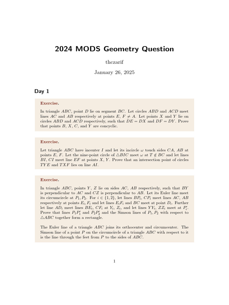 2024 Geometry Problems and Proofs | PDF | Analytic Geometry | Triangle ...