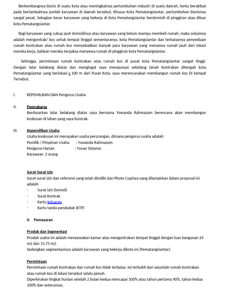 Proposal Kos | PDF