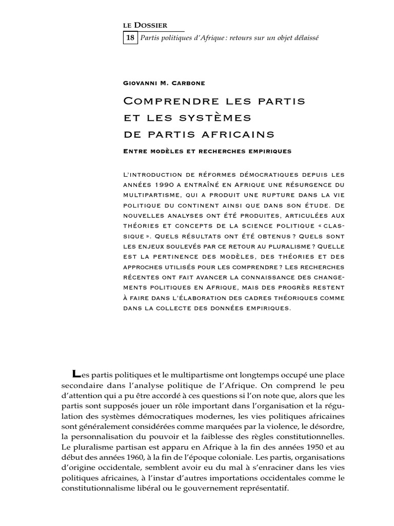 Analyse des partis politiques en Afrique | PDF | Afrique | Science