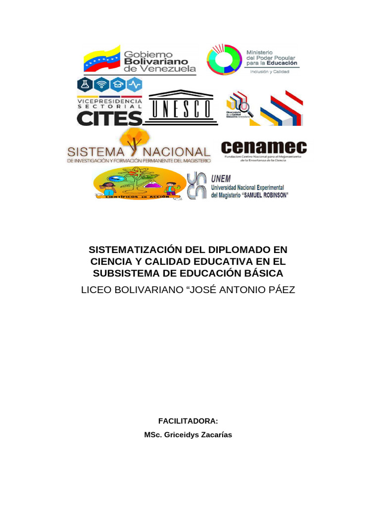 SISTEMATIZACIÓN DEL DIPLOMADO EN CIENCIA Y CALIDAD EDUCATIVA EN EL ...