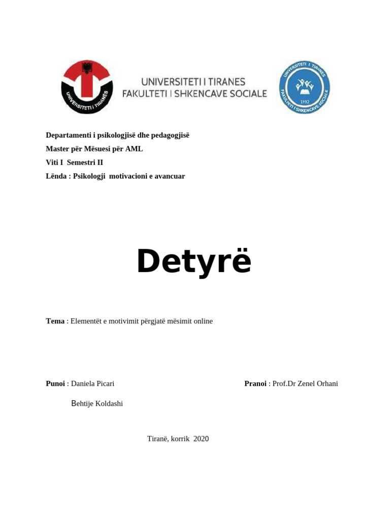 Elementët e Motivimit Përgjatë Mësimit Online | PDF