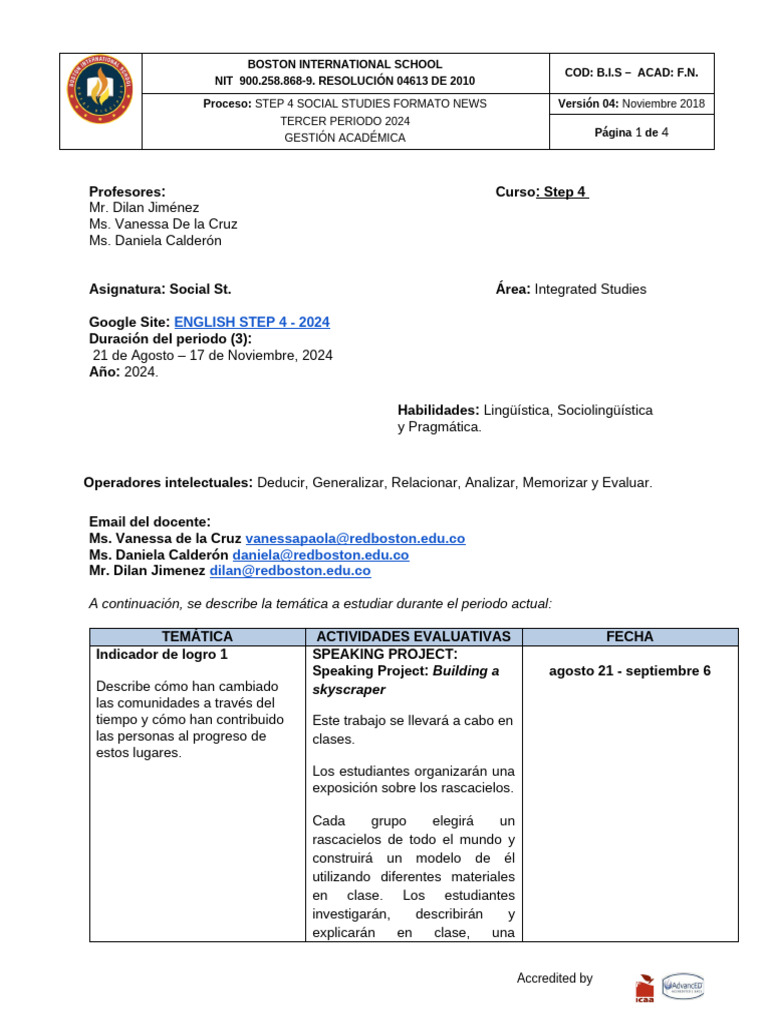 Step 4 - Social St. Formato News (3rd Term) - 2024 | PDF | Lingüística ...