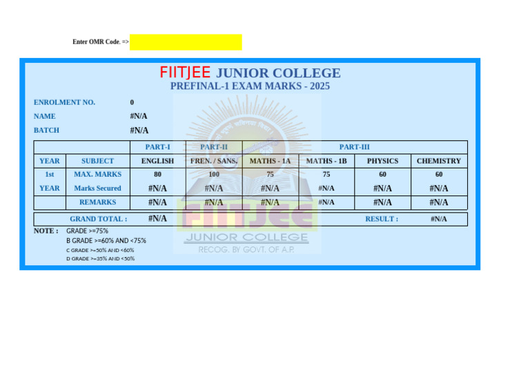 First Year Exam Marks Overview | PDF