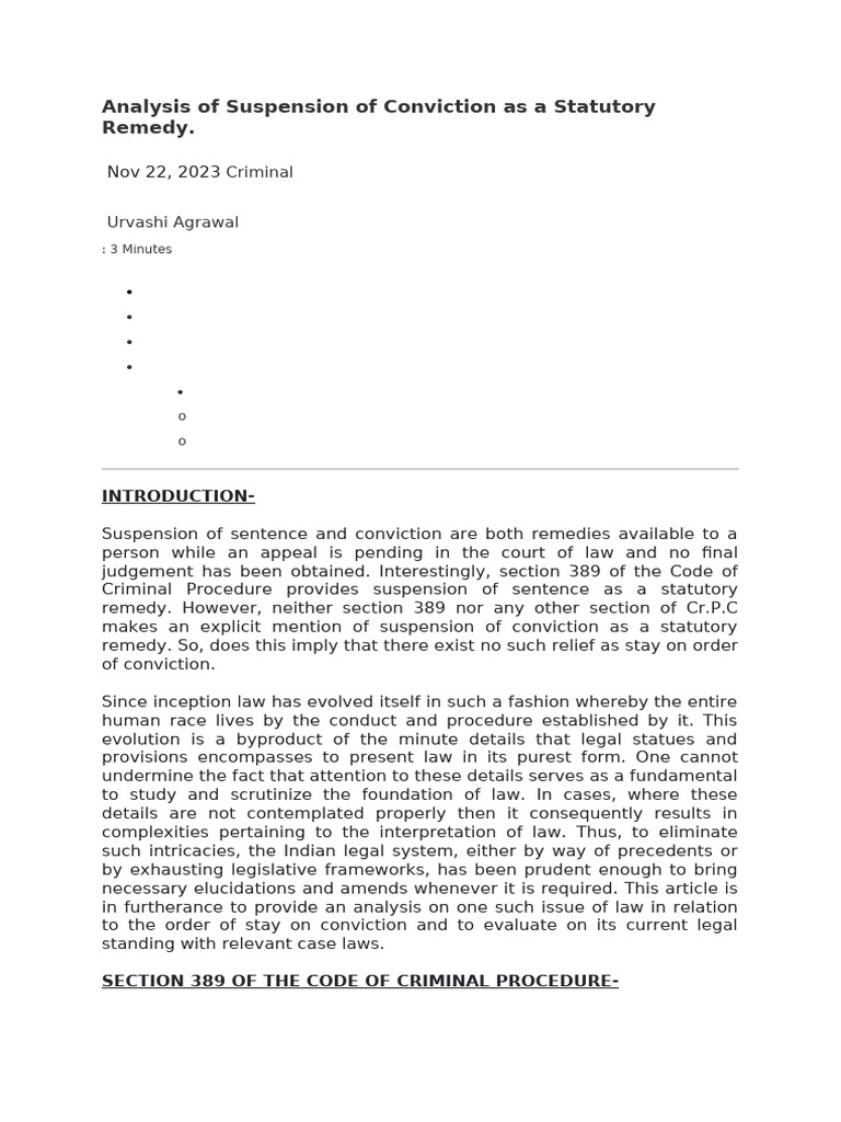 Suspension of Sentence: Legal Insights | PDF | Sentence (Law) | Bail