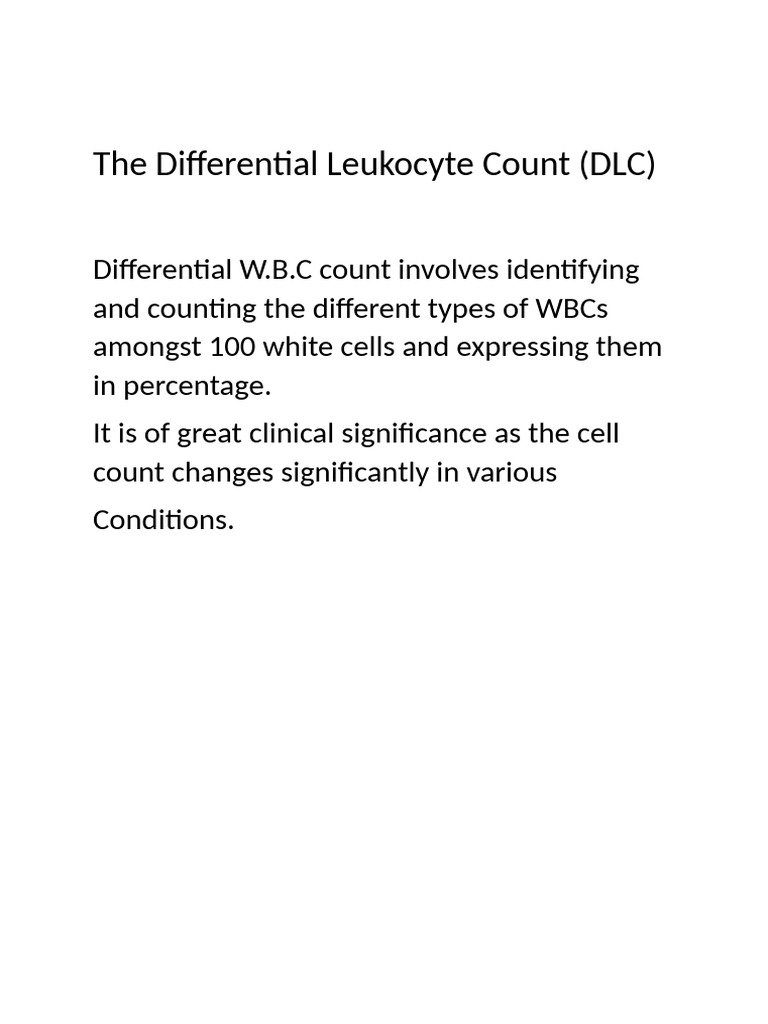 Differential Leukocyte Count Procedure | PDF