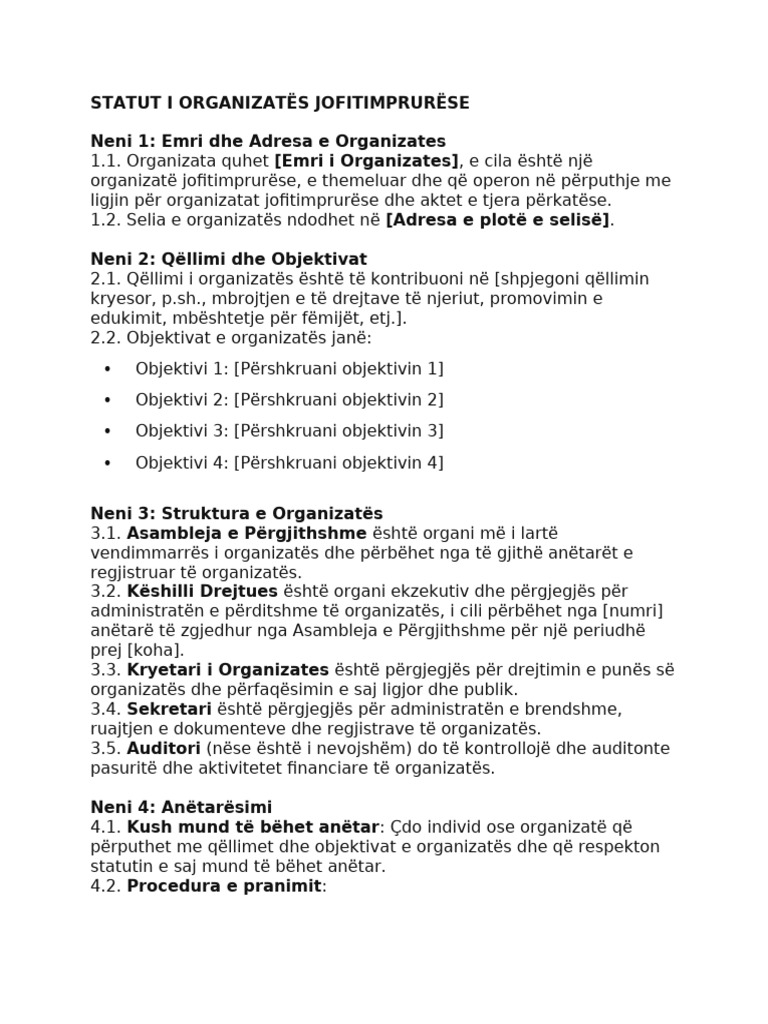 Statut Organizativ OJF | PDF