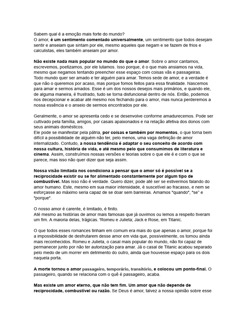 A Profundidade do Amor e da Saudade | PDF | Amor | Deficiência visual
