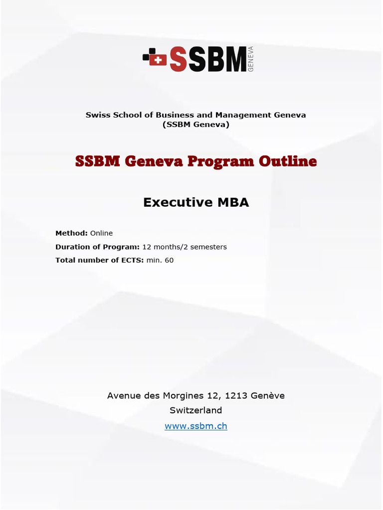 Program Outline Program Outline Executive Mba Pdf Master Of