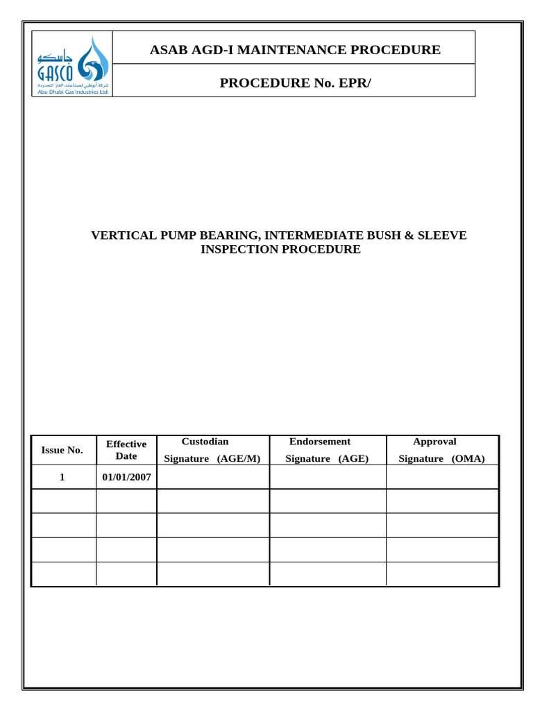 Vertical Pump Bearing Inspection Guide | PDF | Pump | Bearing (Mechanical)