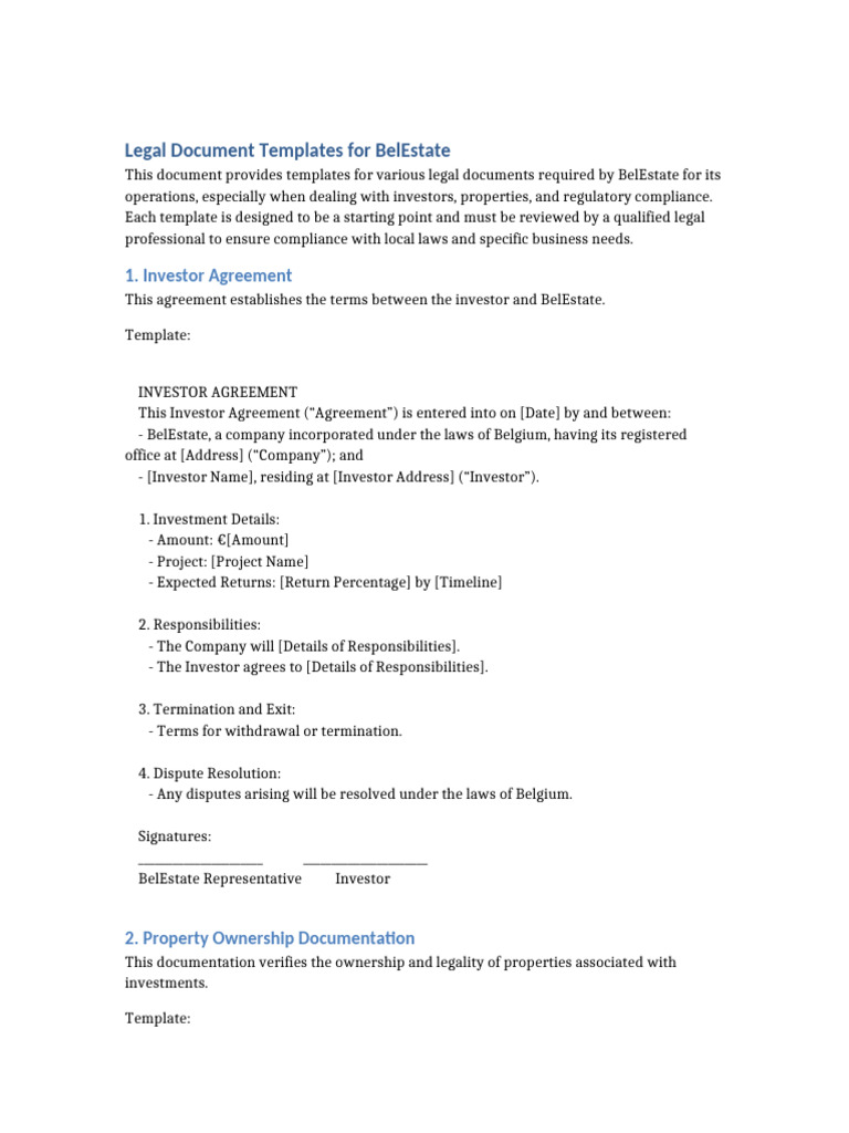 BelEstate Legal Document Templates | PDF | Investing | Property