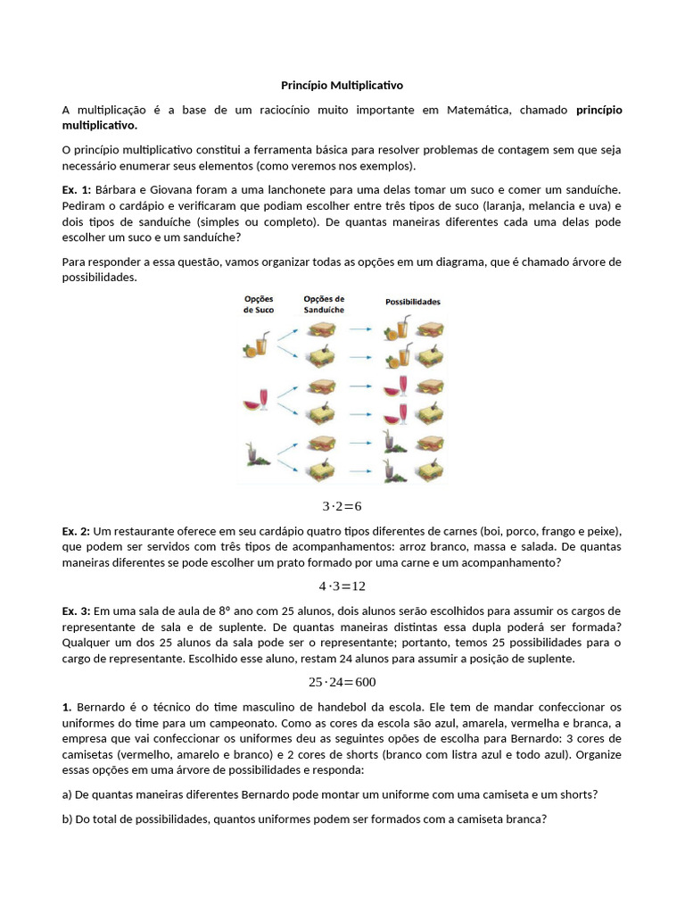 Princípio Multiplicativo da Contagem | PDF | Sanduíche