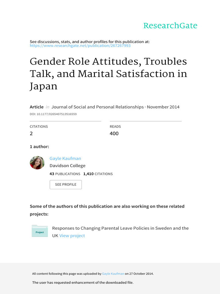 Taniguchiandkaufman 2014 | PDF | Gender Role | Marriage