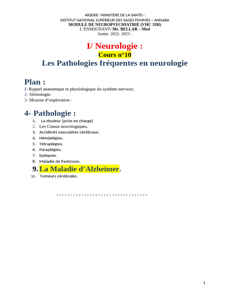 Pathologies neurologiques et Alzheimer | PDF | Maladie d'Alzheimer ...