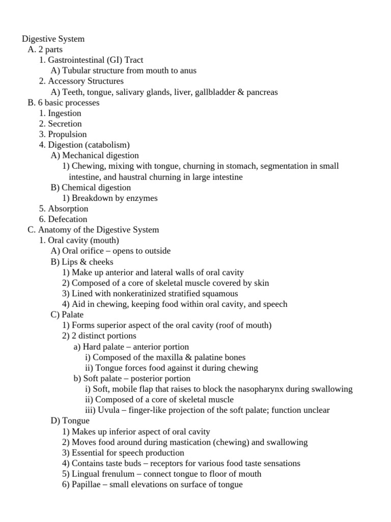 101 Bc95ba51610ee60 DigestiveSystemNotes | PDF | Digestion | Stomach