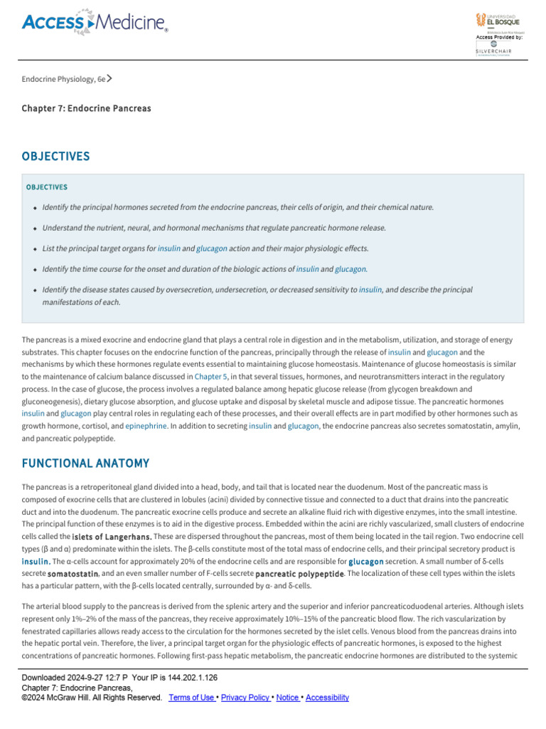 Endocrine Pancreas: Hormones & Functions | PDF | Pancreas | Insulin