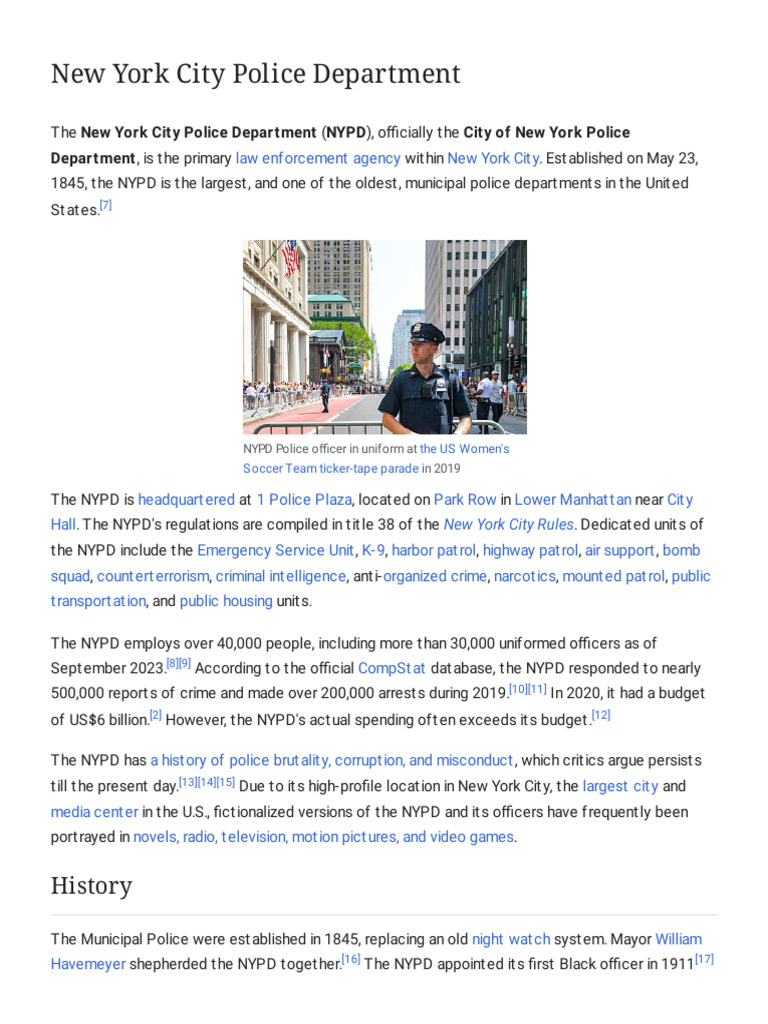 New York City Police Department - Wikipedia | PDF | New York City ...