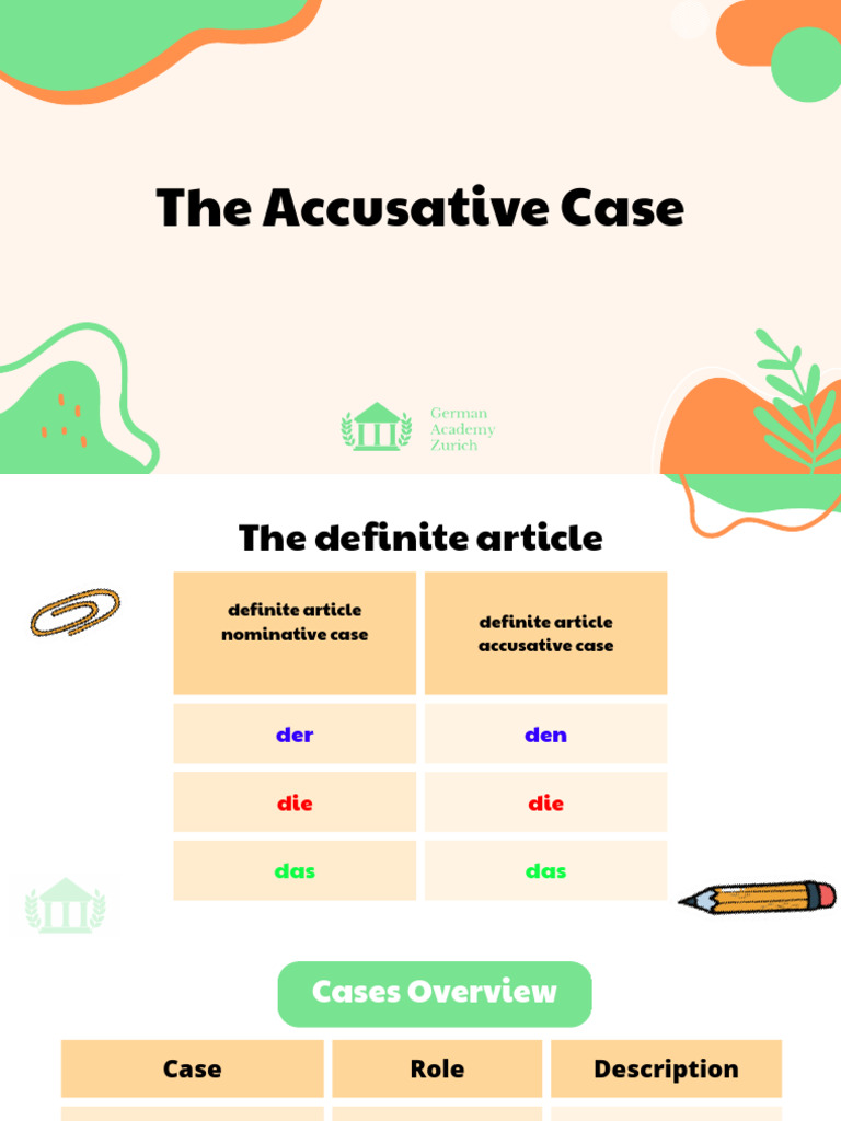 GermanAcademyZurich The Accusative Case | PDF