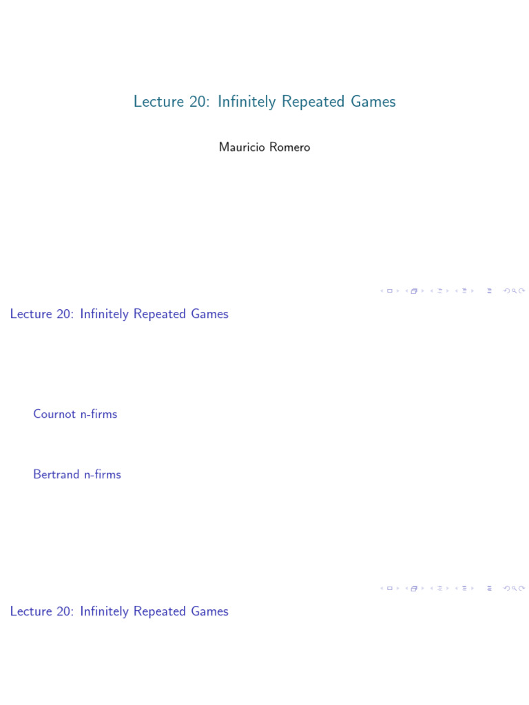 Inﬁnitely Repeated Games Analysis | PDF | Microeconomics | Gaming