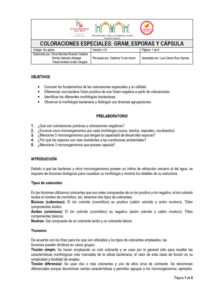 Coloraciones Especiales | PDF | Tinción | Las bacterias