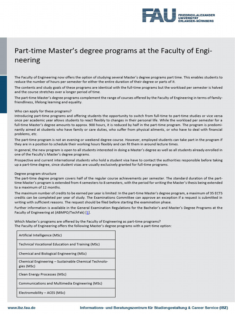 Part-Time Master's Programs in Engineering | PDF | Academic Degree ...