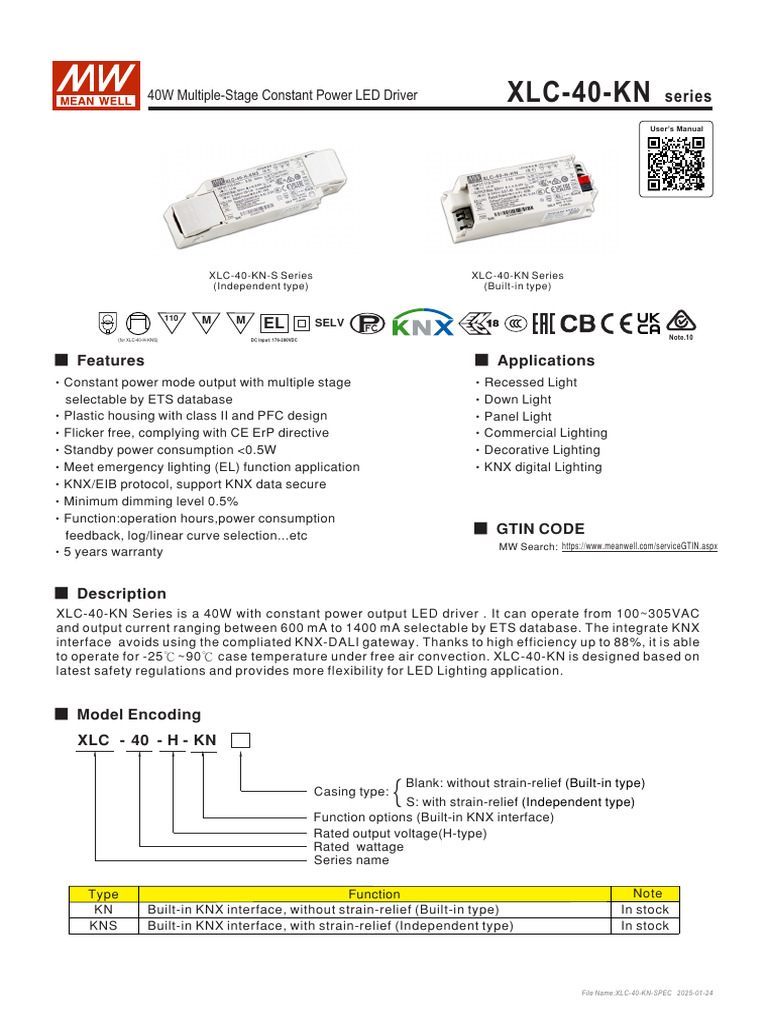 XLC-40-KN-spec | PDF | Electrical Engineering | Electricity