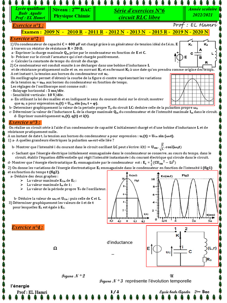 Circuit RLC : Charge et Oscillations | PDF | Condensateur | Résistance ...