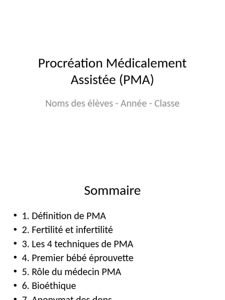 Définition de la PMA et techniques | PDF
