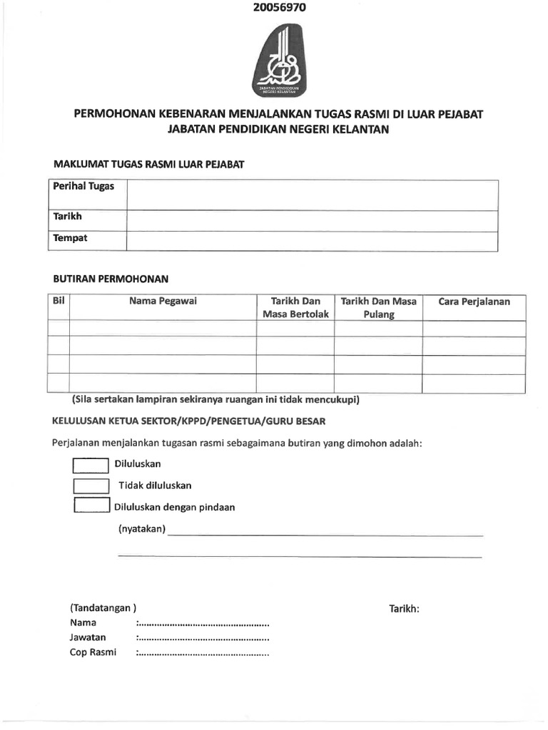 Borang Tugas Rasmi Luar Pejabat | PDF