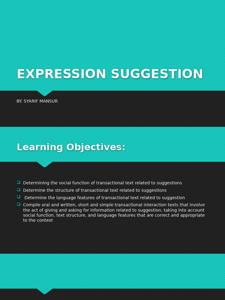 Expression of Suggestion | PDF