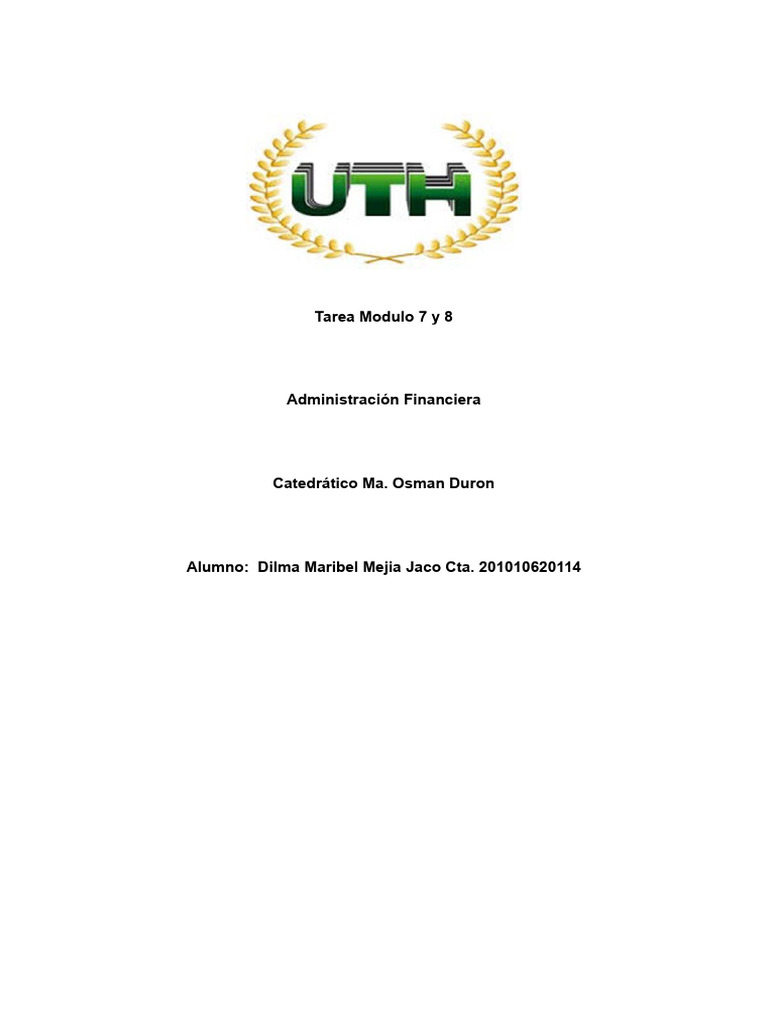 TAREA MODULO 7 Y 8 FINANCIEROpdf | PDF | Lean Manufacturing | Business