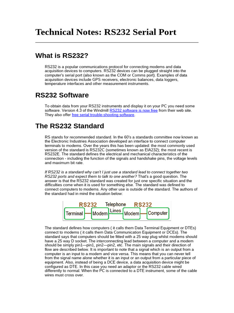 RS232 Serial Port | PDF | Computer Networking | Data Transmission